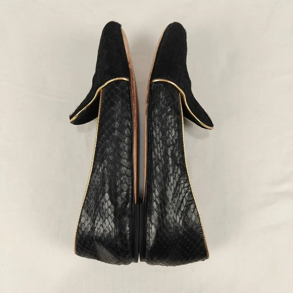 Brian Atwood Claudelle Calf Hair Snakeskin Loafer Size 6.5 Old Money Minimalist